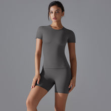Load image into Gallery viewer, Spring Autumn T Shirt Quick Drying Yoga Clothes Short Sleeve Slim Fit Fitness Blouse Outdoor Running Sports Suit Women
