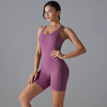 Load image into Gallery viewer, Spring Summer Gym Sexy Shaping Romper Yoga Clothes One Piece Belly Contracting Close Fitting Sports Back Shaping One Piece

