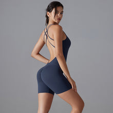 Load image into Gallery viewer, Spring Summer Gym Sexy Shaping Romper Yoga Clothes One Piece Belly Contracting Close Fitting Sports Back Shaping One Piece
