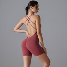 Load image into Gallery viewer, Spring Summer Gym Sexy Shaping Romper Yoga Clothes One Piece Belly Contracting Close Fitting Sports Back Shaping One Piece
